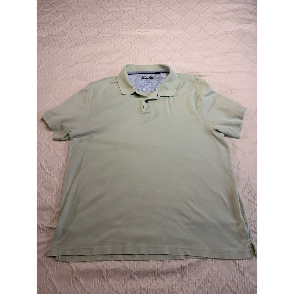 Tasso Elba Polo Shirt‎ Large Green Cotton Short Sleeve Casual Classic Fit